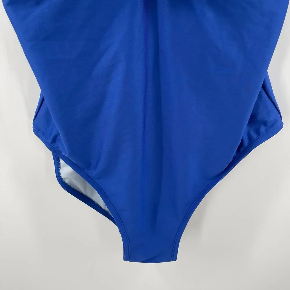 DKNY Lapis Swimsuit Size 16 Plunge Colorblock One Piece Plus Curvy Swim Blue NWT - Picture 14 of 16